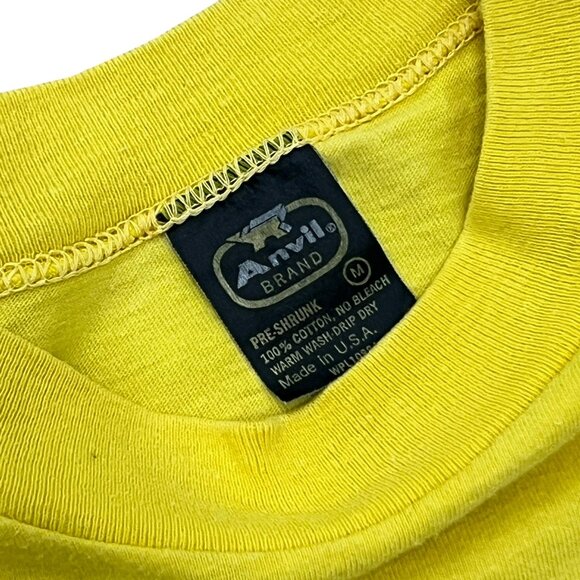 Men’s Vintage Anvil T shirt yellow Sign language 1980s single stitch - Picture 2 of 5